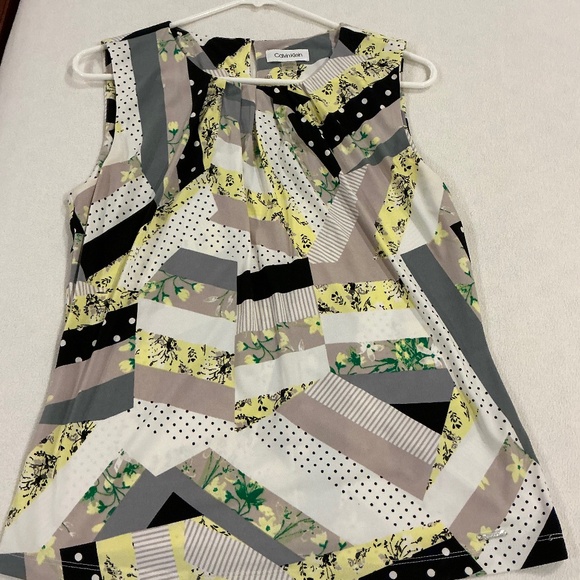 Calvin Klein Sleeveless Yellow and Black Top Size Large - Picture 1 of 4